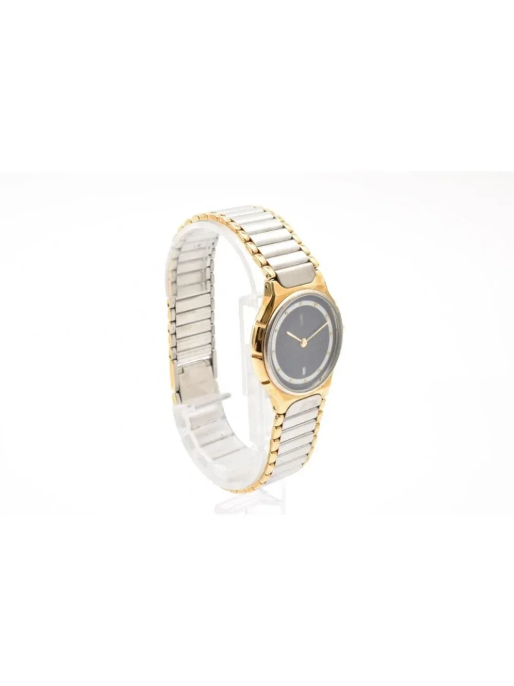 Saint Laurent YSL Logo Vintage Cassandra Quartz Watch Blue Dial Geometric